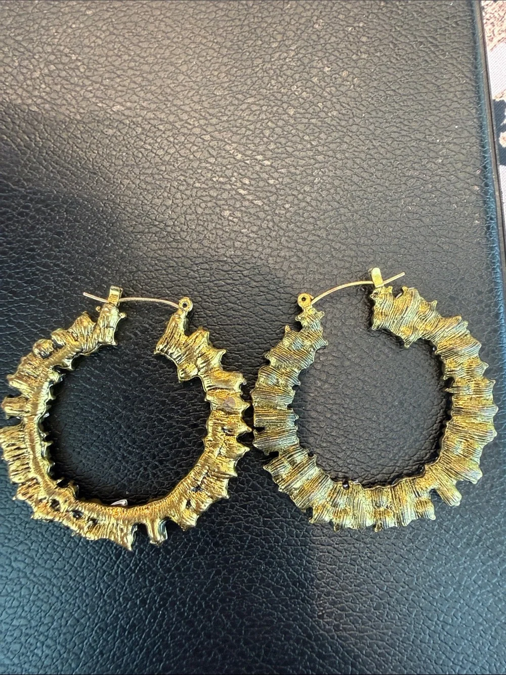 Multicolor Crystal Hoop Earrings - Gold Setting - Picture 2 of 2